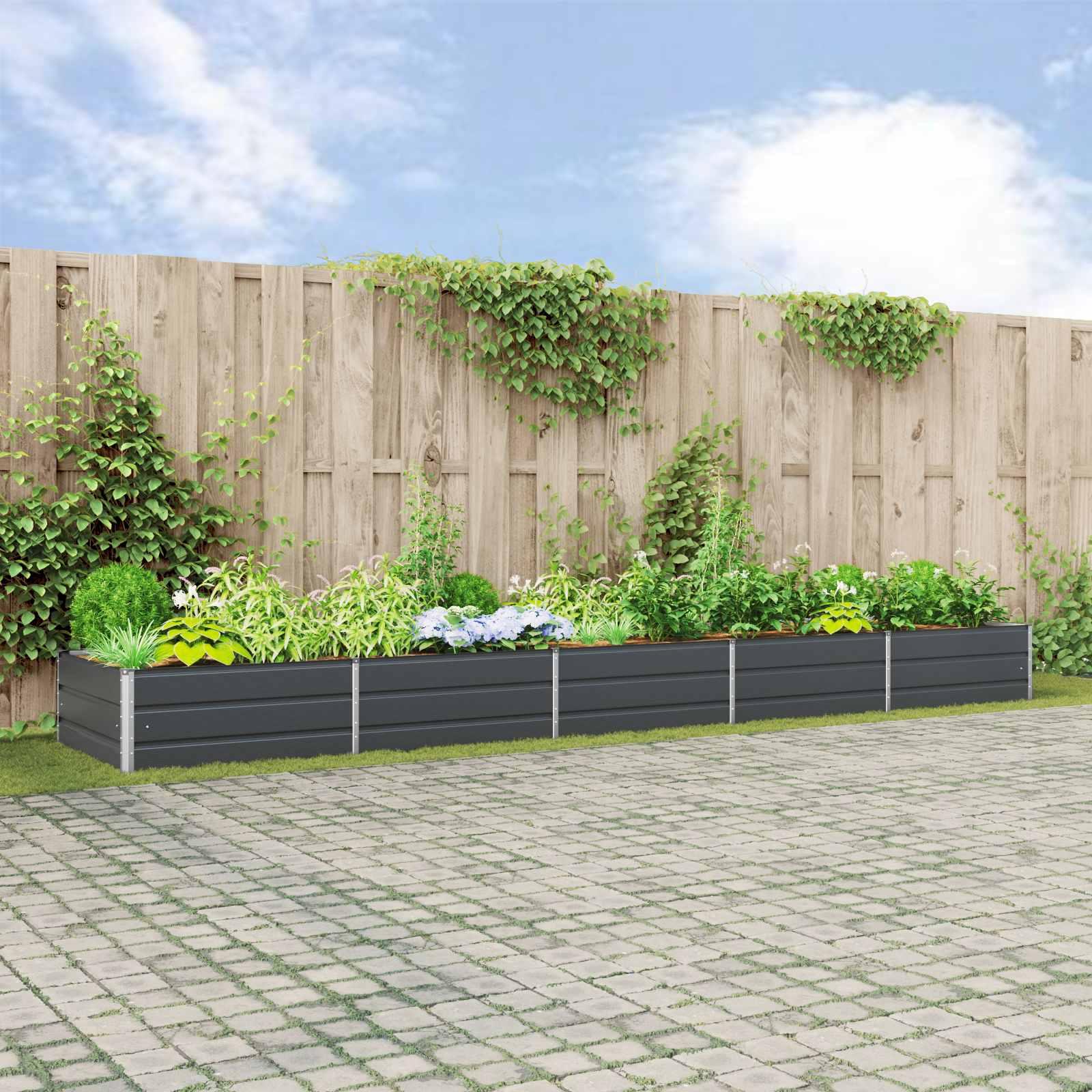 Plantekasse i galvaniseret stål - antracit 480 × 100 × 45 cm Plantekasse i galvaniseret stål - antracit 480 × 100 × 45 cm