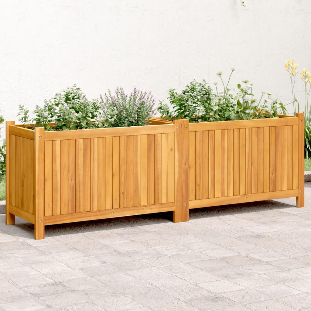 Plantekasse i massivt akacietræ 153×38,5×50 cm - dobbelt højbed med for Plantekasse i massivt akacietræ 153×38,5×50 cm - dobbelt højbed med for