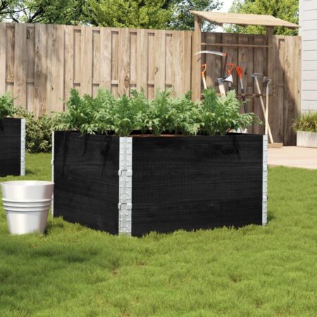 Plantekasse i massivt fyrretræ 100 x 100 cm - sort højbed