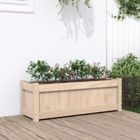 Plantekasse i massivt fyrretræ 90 × 31 × 31 cm - rektangulær højbed/altankasse
