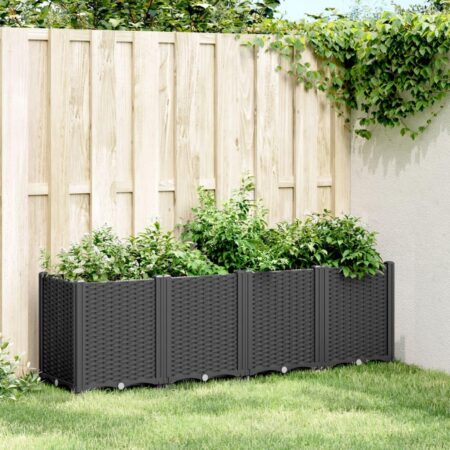 Plantekasse i rattanlook 160 × 40 × 53 cm - PP, sort