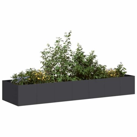 Plantekasse i stål - 280 × 80 × 40 cm, sort højbed med åben bund