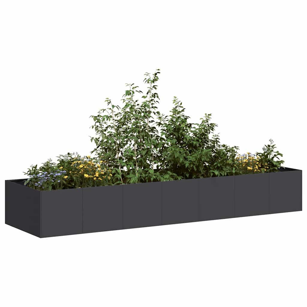 Plantekasse i stål - 280 × 80 × 40 cm, sort højbed med åben bund Plantekasse i stål - 280 × 80 × 40 cm, sort højbed med åben bund
