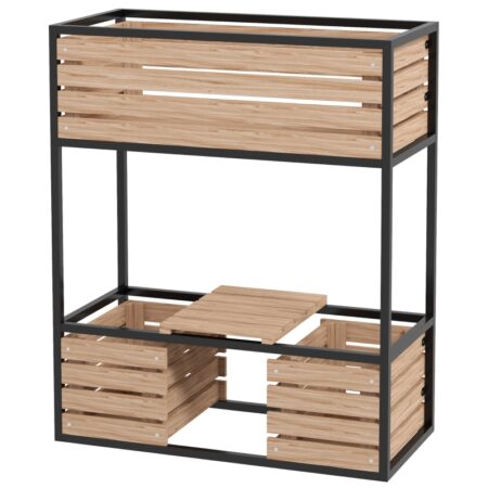 Plantekasse med 2 niveauer og 3 kasser, metalramme