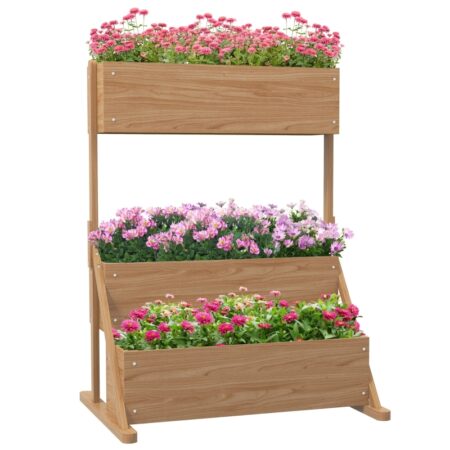 Plantekasse med 3 niveauer, ramme i naturtræ