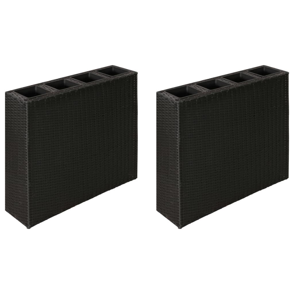Plantekasse med 4 krukker 2 stk. polyrattan sort Plantekasse med 4 krukker 2 stk. polyrattan sort