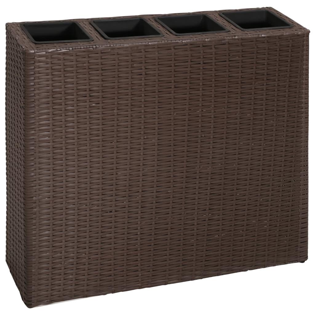 Plantekasse med 4 krukker polyrattan brun Plantekasse med 4 krukker polyrattan brun