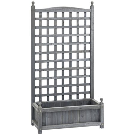 Plantekasse med Trellis Grey 64 x 28 x 120 cm