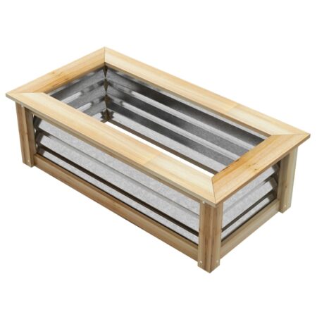 Plantekasse med åben bund 90 x 45 x 30 cm metal - træ