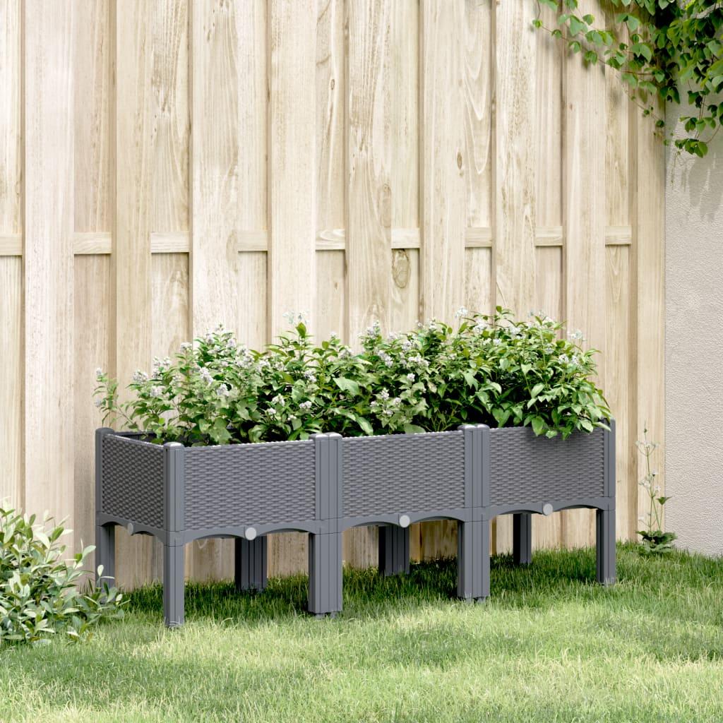 Plantekasse med ben 120x40x42 cm PP grå Plantekasse med ben 120x40x42 cm PP grå