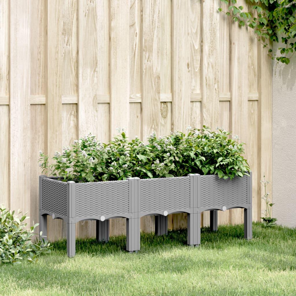 Plantekasse med ben 120x40x42 cm PP lysegrå Plantekasse med ben 120x40x42 cm PP lysegrå