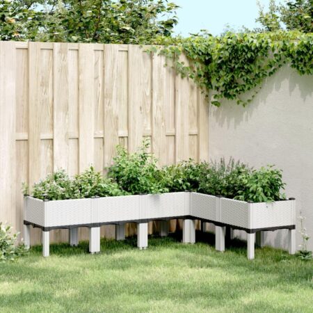Plantekasse med ben 160x120x42 cm PP hvid