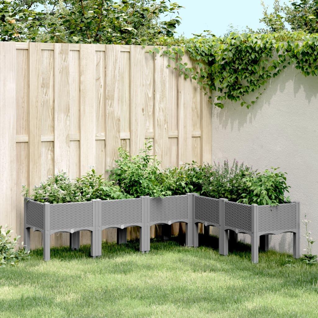 Plantekasse med ben 160x120x42 cm PP lysegrå Plantekasse med ben 160x120x42 cm PP lysegrå