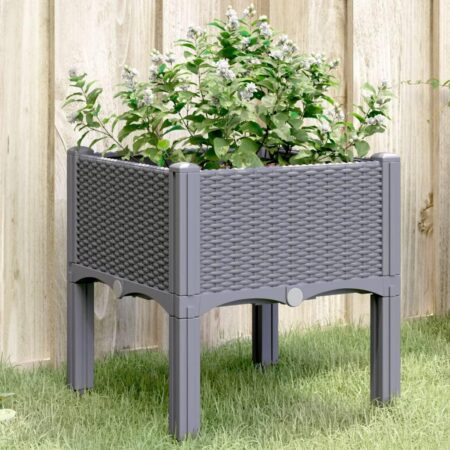 Plantekasse med ben 40×40×42 cm - PP blågrå rattanlook
