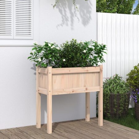 Plantekasse med ben 70x31x70 cm massivt fyrretræ