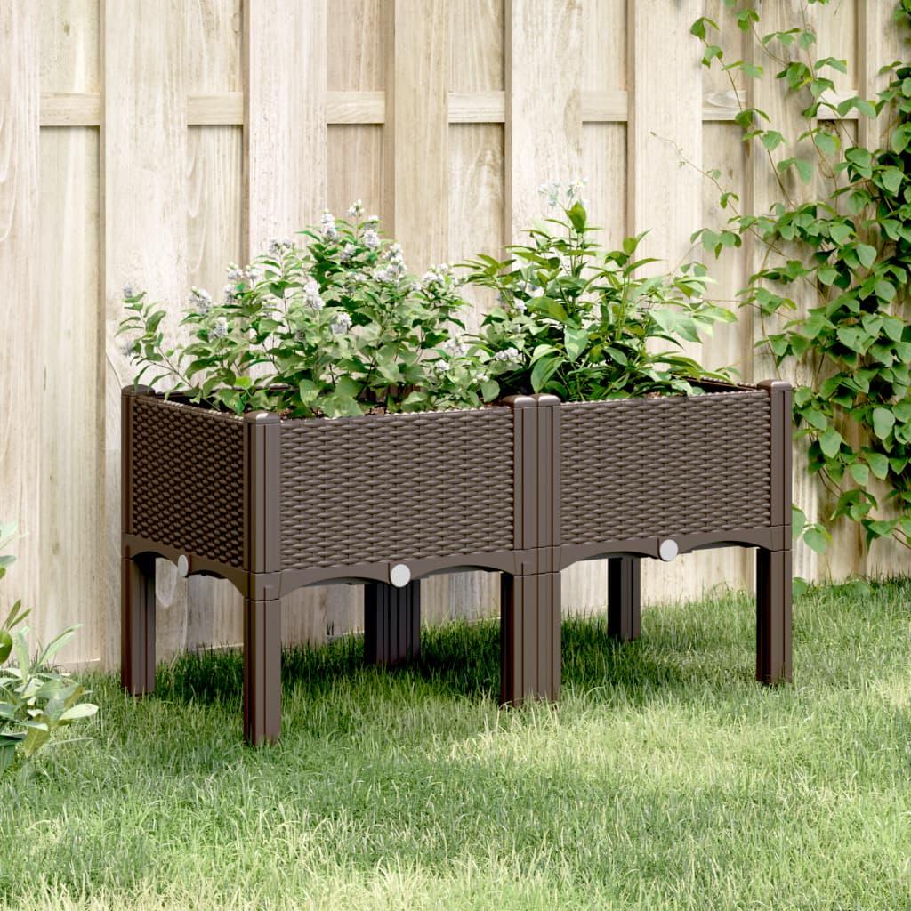 Plantekasse med ben 80x40x42 cm PP brun Plantekasse med ben 80x40x42 cm PP brun