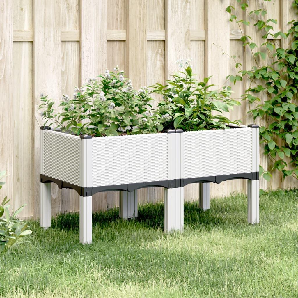 Plantekasse med ben 80×40×42 cm i PP - hvid, rattanlook Plantekasse med ben 80×40×42 cm i PP - hvid, rattanlook