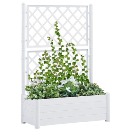 Plantekasse med espalier 100x43x142 cm PP hvid