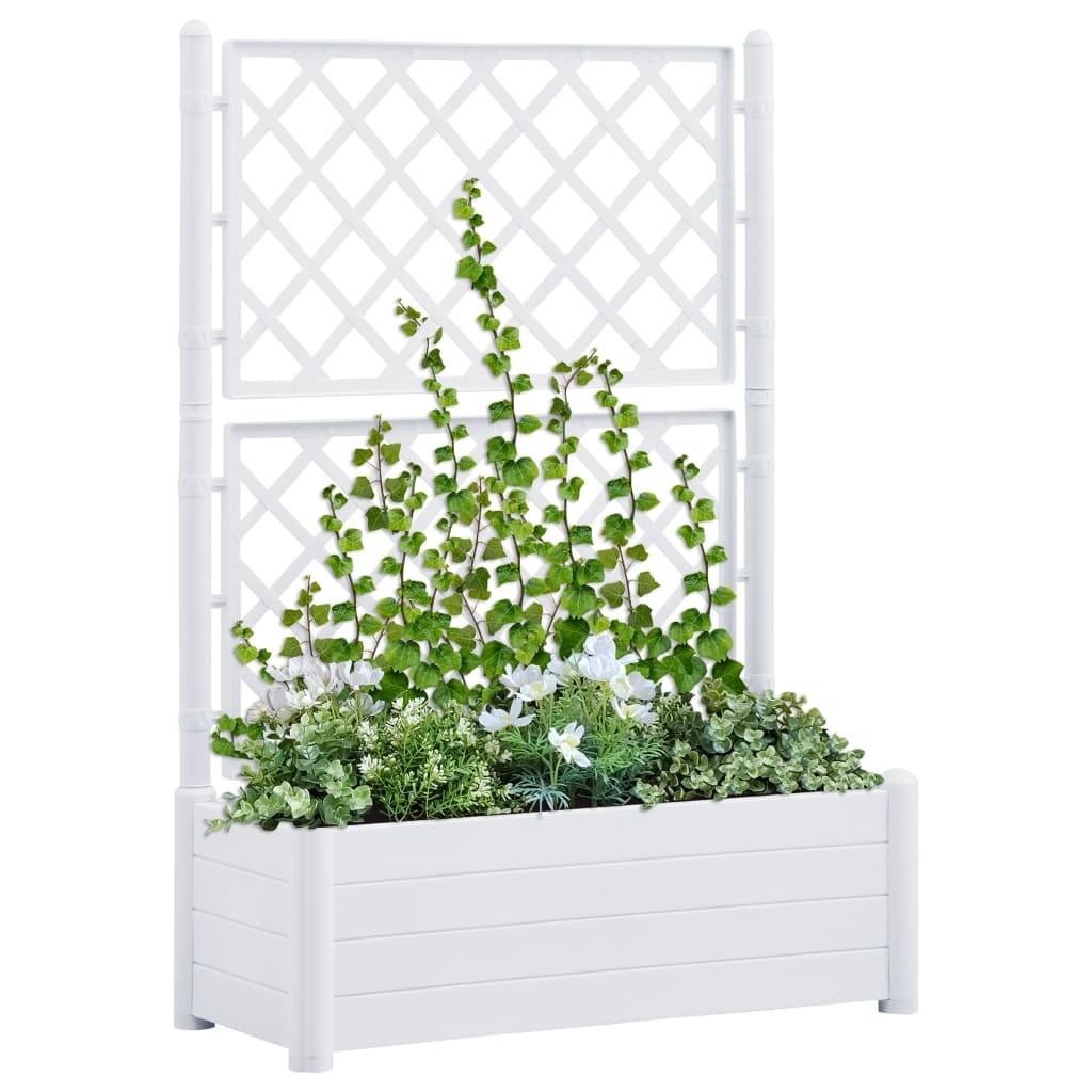Plantekasse med espalier 100x43x142 cm PP hvid Plantekasse med espalier 100x43x142 cm PP hvid