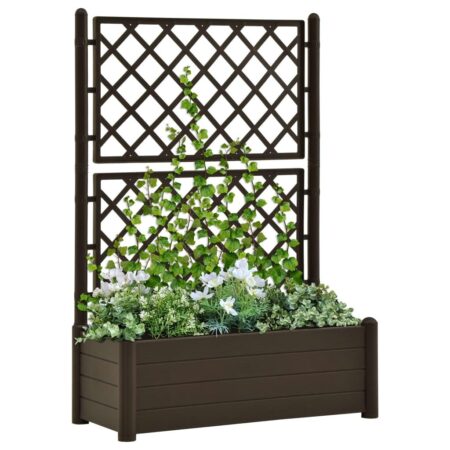 Plantekasse med espalier 100x43x142 cm PP mokkafarvet