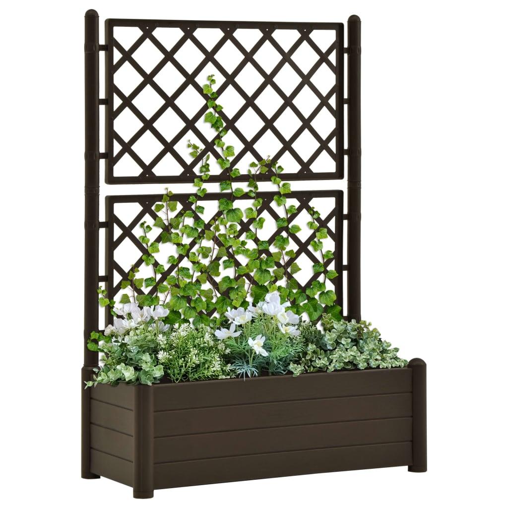 Plantekasse med espalier 100x43x142 cm PP mokkafarvet Plantekasse med espalier 100x43x142 cm PP mokkafarvet