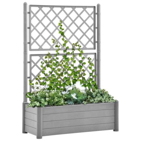 Plantekasse med espalier 100x43x142 cm PP stengrå