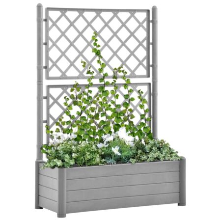 Plantekasse med espalier 100x43x142 cm PP stengrå