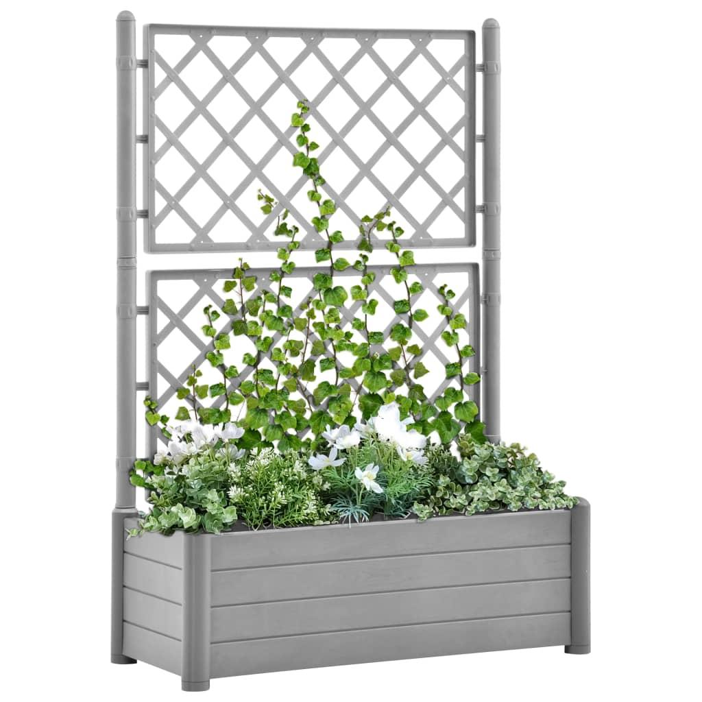 Plantekasse med espalier 100x43x142 cm PP stengrå Plantekasse med espalier 100x43x142 cm PP stengrå