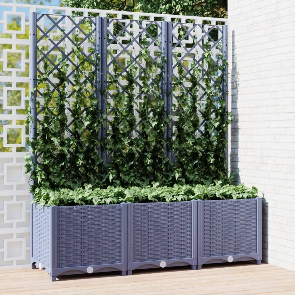 Plantekasse med espalier 120 × 40 × 136 cm i PP - blågrå Plantekasse med espalier 120 × 40 × 136 cm i PP - blågrå