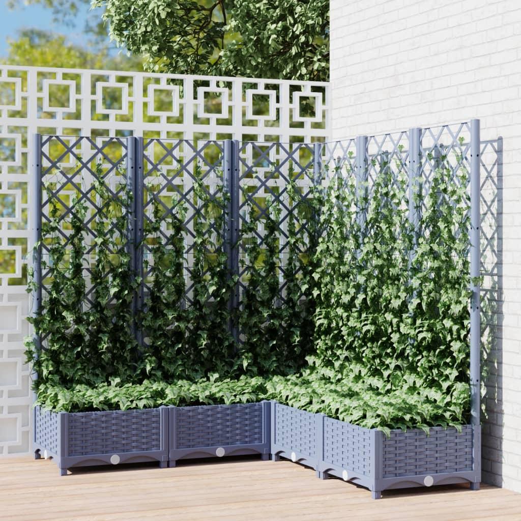 Plantekasse med espalier 120x120x121,5 cm PP blågrå Plantekasse med espalier 120x120x121,5 cm PP blågrå
