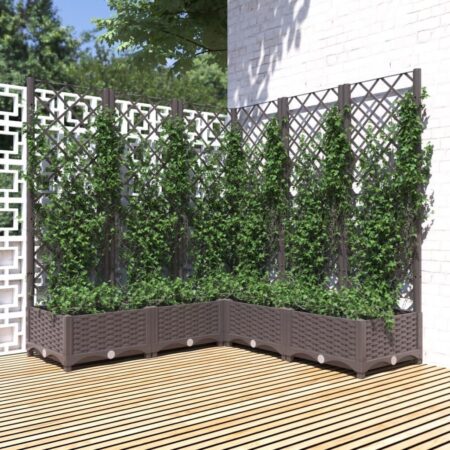 Plantekasse med espalier 120x120x121,5 cm PP brun