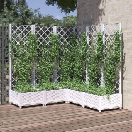 Plantekasse med espalier 120x120x121,5 cm PP hvid