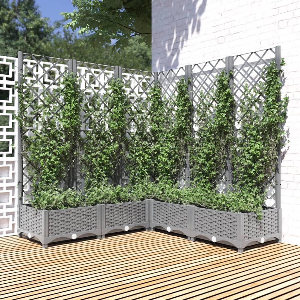 Plantekasse med espalier 120x120x121,5 cm PP lysegrå Plantekasse med espalier 120x120x121,5 cm PP lysegrå