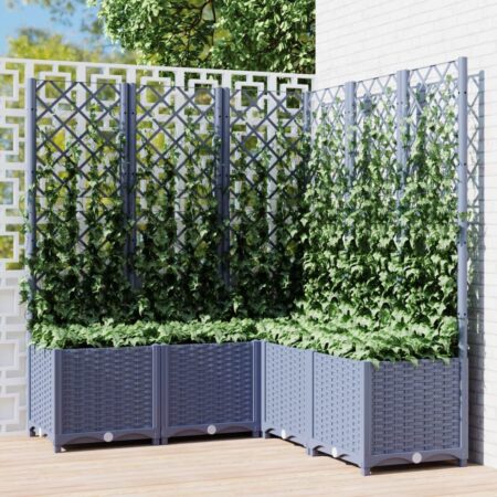 Plantekasse med espalier 120x120x136 cm PP blågrå