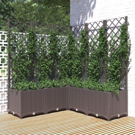 Plantekasse med espalier 120x120x136 cm PP brun