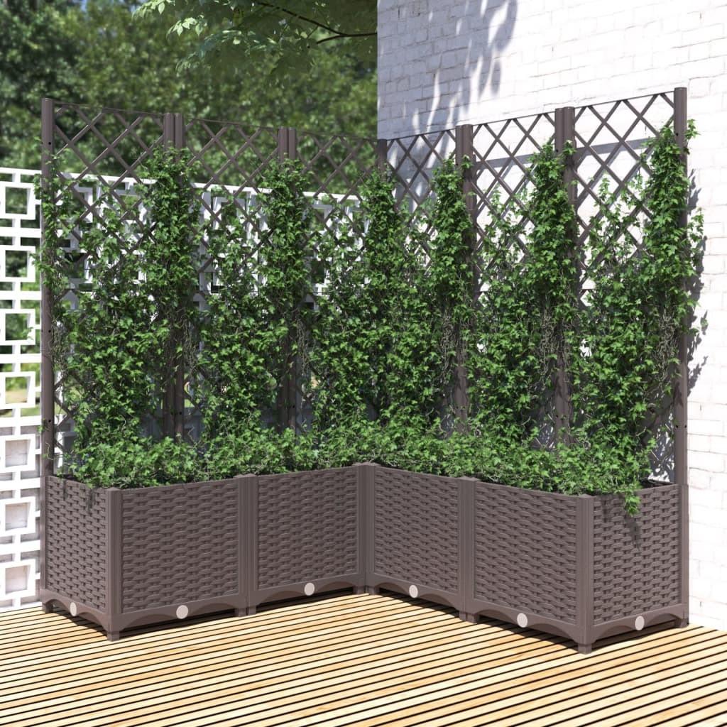 Plantekasse med espalier 120x120x136 cm PP brun Plantekasse med espalier 120x120x136 cm PP brun