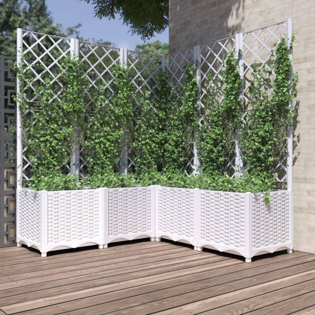 Plantekasse med espalier 120x120x136 cm PP hvid Plantekasse med espalier 120x120x136 cm PP hvid