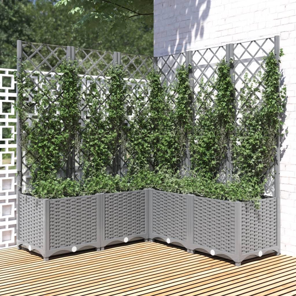 Plantekasse med espalier 120x120x136 cm PP lysegrå Plantekasse med espalier 120x120x136 cm PP lysegrå