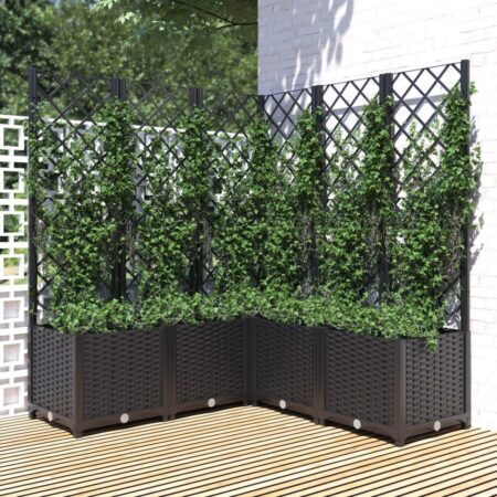 Plantekasse med espalier 120x120x136 cm PP sort