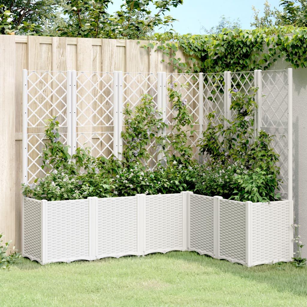 Plantekasse med espalier 120x120x140 cm PP hvid Plantekasse med espalier 120x120x140 cm PP hvid