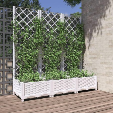 Plantekasse med espalier 120x40x121,5 cm PP hvid