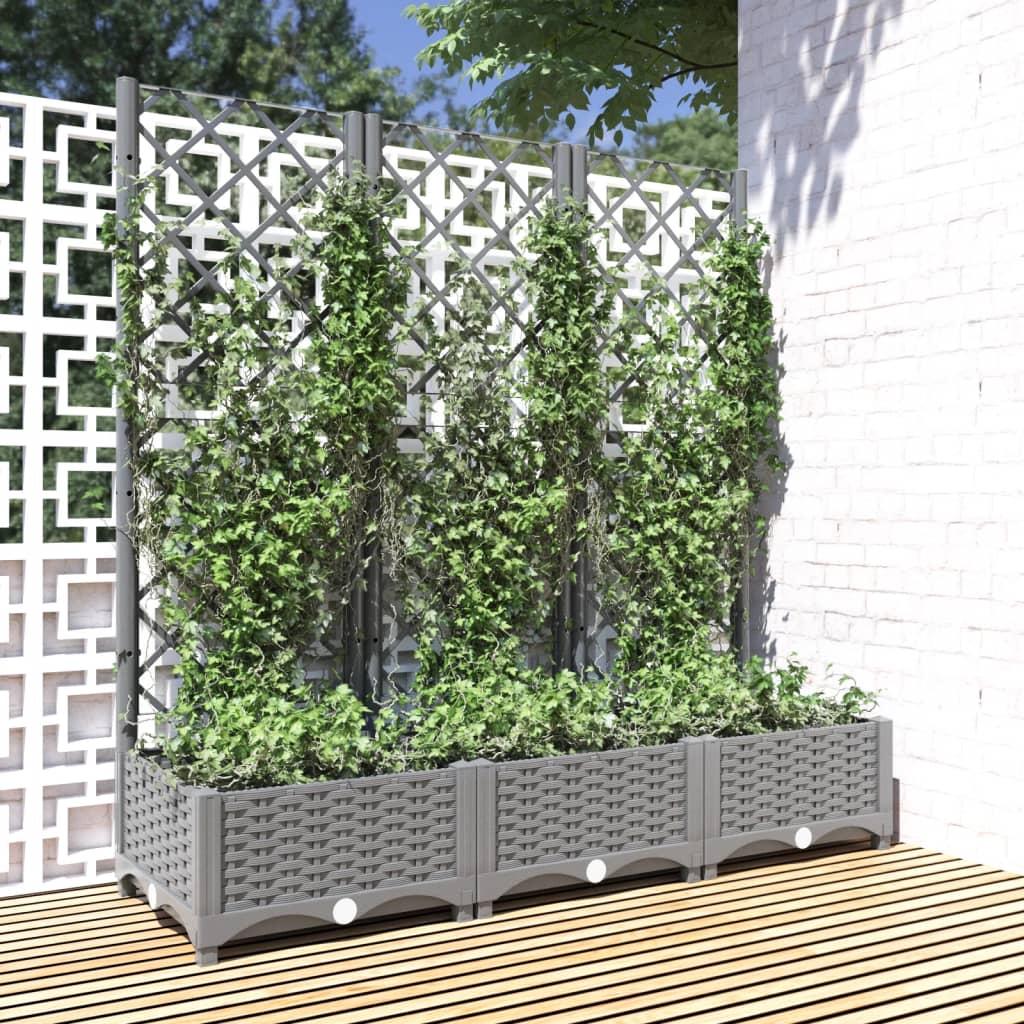Plantekasse med espalier 120x40x121,5 cm PP lysegrå Plantekasse med espalier 120x40x121,5 cm PP lysegrå