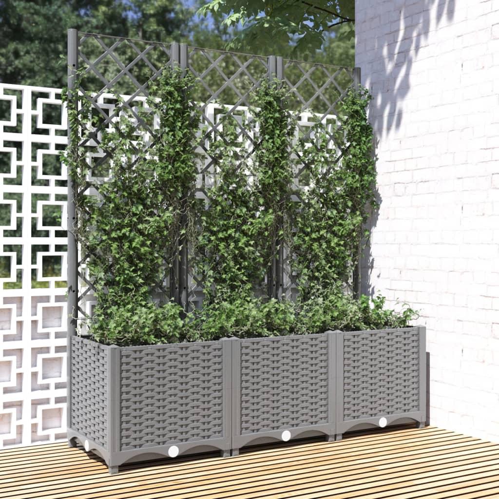 Plantekasse med espalier 120x40x136 cm PP lysegrå Plantekasse med espalier 120x40x136 cm PP lysegrå