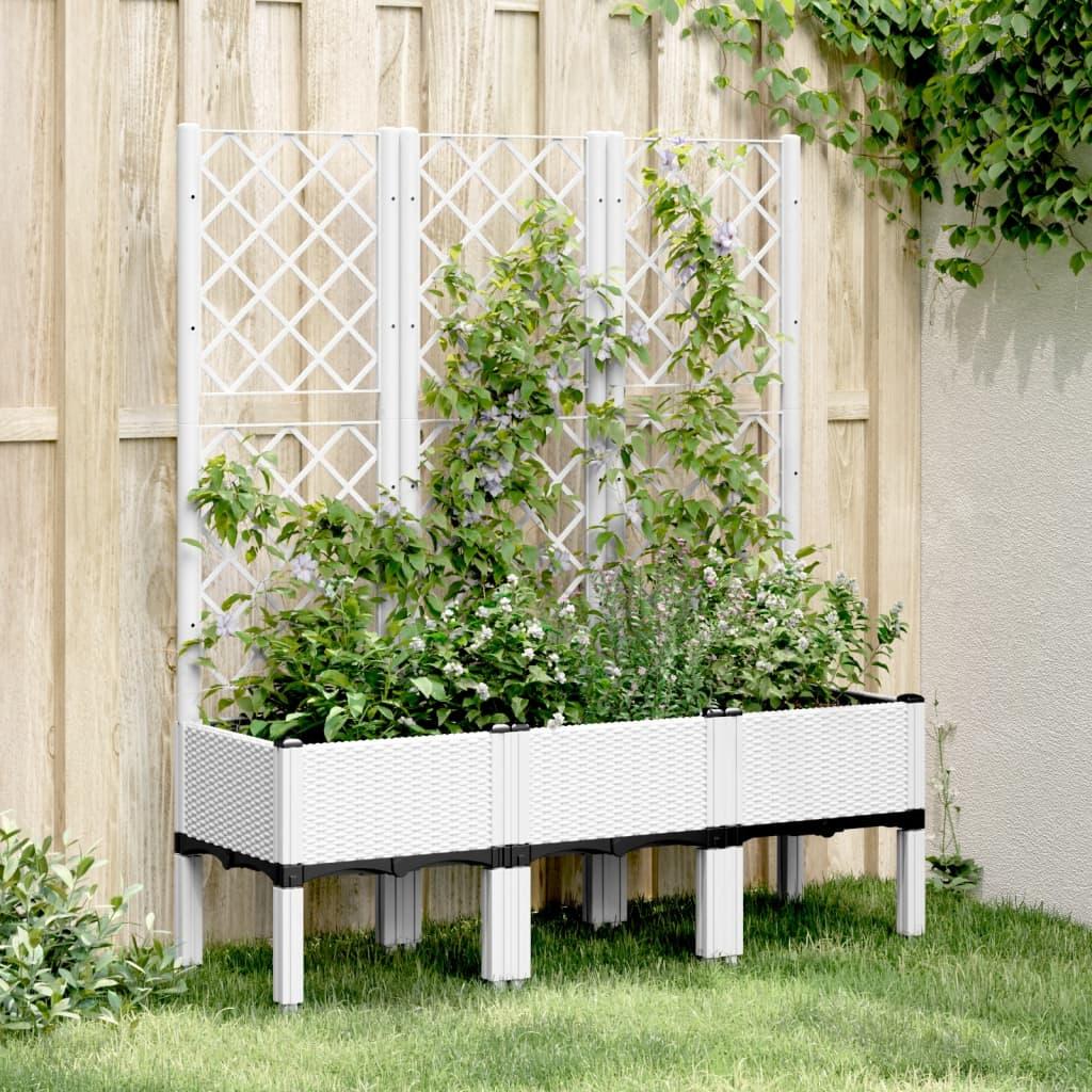 Plantekasse med espalier 120x40x142 cm PP hvid Plantekasse med espalier 120x40x142 cm PP hvid