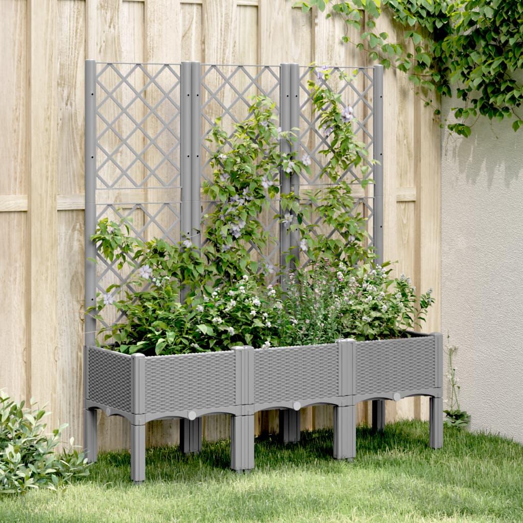 Plantekasse med espalier 120x40x142 cm PP lysegrå Plantekasse med espalier 120x40x142 cm PP lysegrå