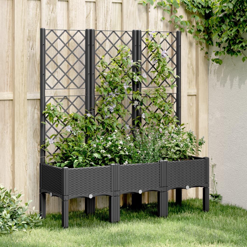 Plantekasse med espalier 120x40x142 cm PP sort Plantekasse med espalier 120x40x142 cm PP sort