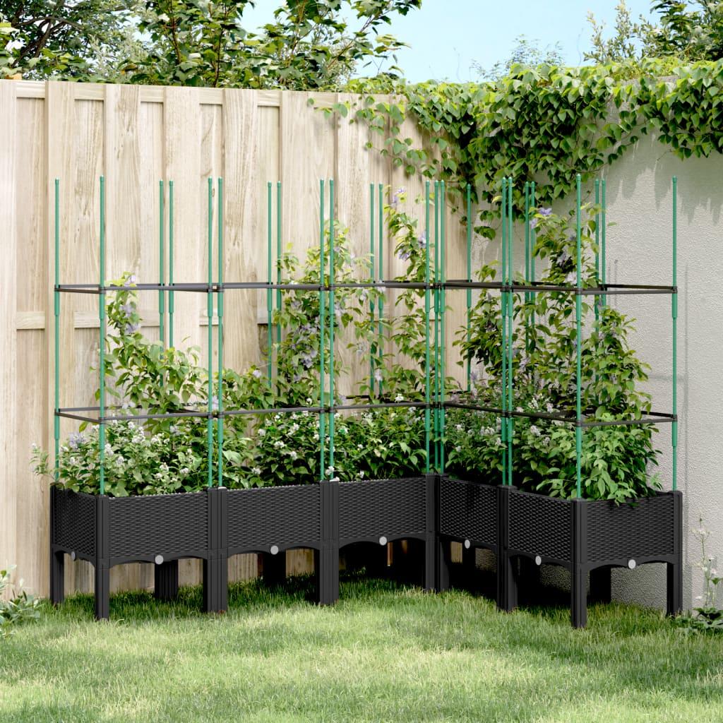 Plantekasse med espalier 160 × 120 × 142,5 cm - PP, sort Plantekasse med espalier 160 × 120 × 142,5 cm - PP, sort