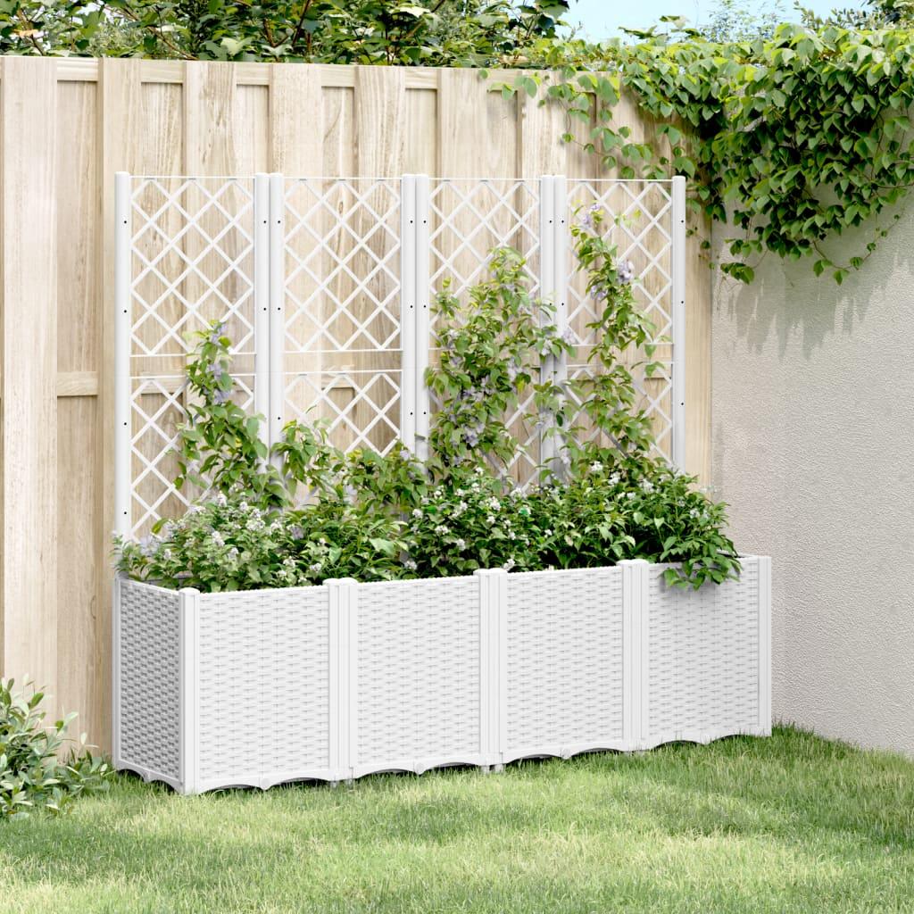 Plantekasse med espalier 160 × 40 × 140 cm i PP - hvid Plantekasse med espalier 160 × 40 × 140 cm i PP - hvid