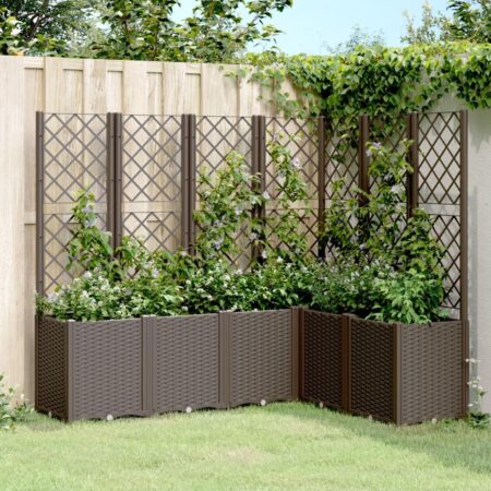 Plantekasse med espalier 160x120x140 cm PP brun