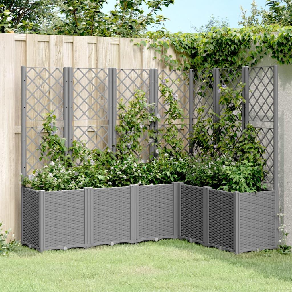 Plantekasse med espalier 160x120x140 cm PP lysegrå Plantekasse med espalier 160x120x140 cm PP lysegrå